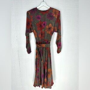 Raul Blanco silk floral belted midi dress a line size  8